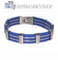 RVS armband donker blauw.