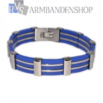 RVS armband donker blauw.