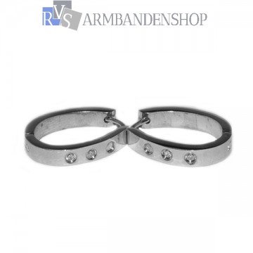 Rvs oorbellen met " diamantjes ". Rvs oorbellen met " diamantjes ".