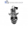 Rvs skull hanger met hoed