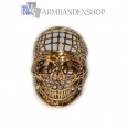 Rvs "Gouden" Skull ring.