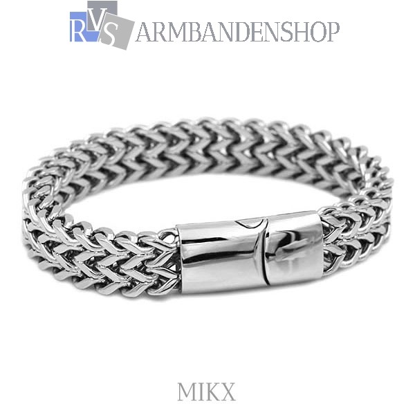 Rijke man auteursrechten binnenplaats Rvs stalen armband "Mikx". - RVS-Armbandenshop.nl