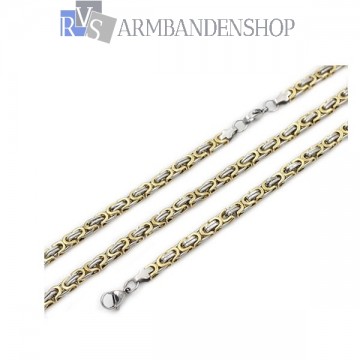RVS set Bi-color koningsschakel ketting + armband RVS set Bi-color koningsschakel ketting + armband