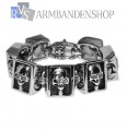 Rvs bikers armband " Skull " 21 cm.